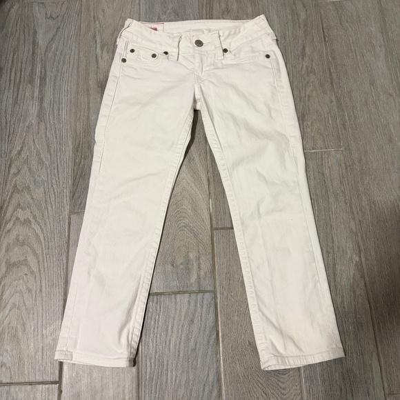 True Religion Pants - Women's True Religion White Low Rise Capri Jeans - 27